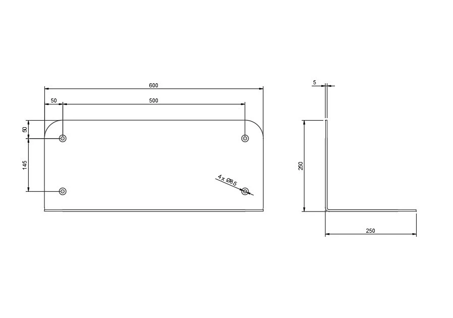 Mensola da parete - Materiale: Alluminio anodizzato - spessore: 5mm - 25x25x50 - Immagine 4 di 4