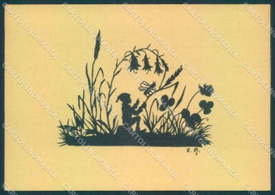Artist Signed Emmi Hortig Gnome Silhouette FG cartolina postcard TW1775