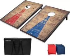 GoSports Classic Outdoor Cornhole Game Set with Rustic Wood Finish 8 Bean Bags.