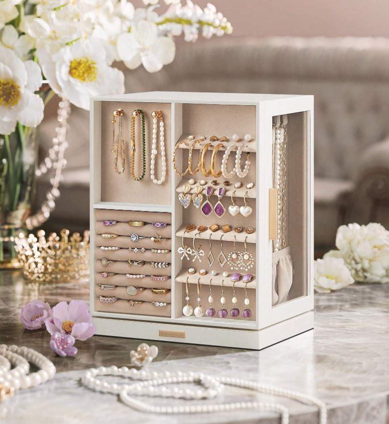 Jewelry Box 360° Rotating, Jewelry Storage Case With 5 Drawers-image
