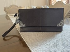 CHARMING CHARLIE SILVER GUNMETAL WRISTLET/CLUTCH/SHOULDER HANDBAG