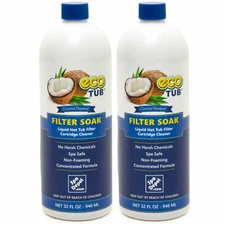 eco-TUB Filter Soak Hot Tub Spa & Pool Filter Cartridge Cleaner 2 x 32oz Bottles