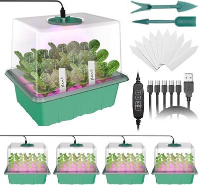 5× Mini Gewächshaus Set Zimmergewächshaus Anzucht Treibhaus mit Pflanzenlampe