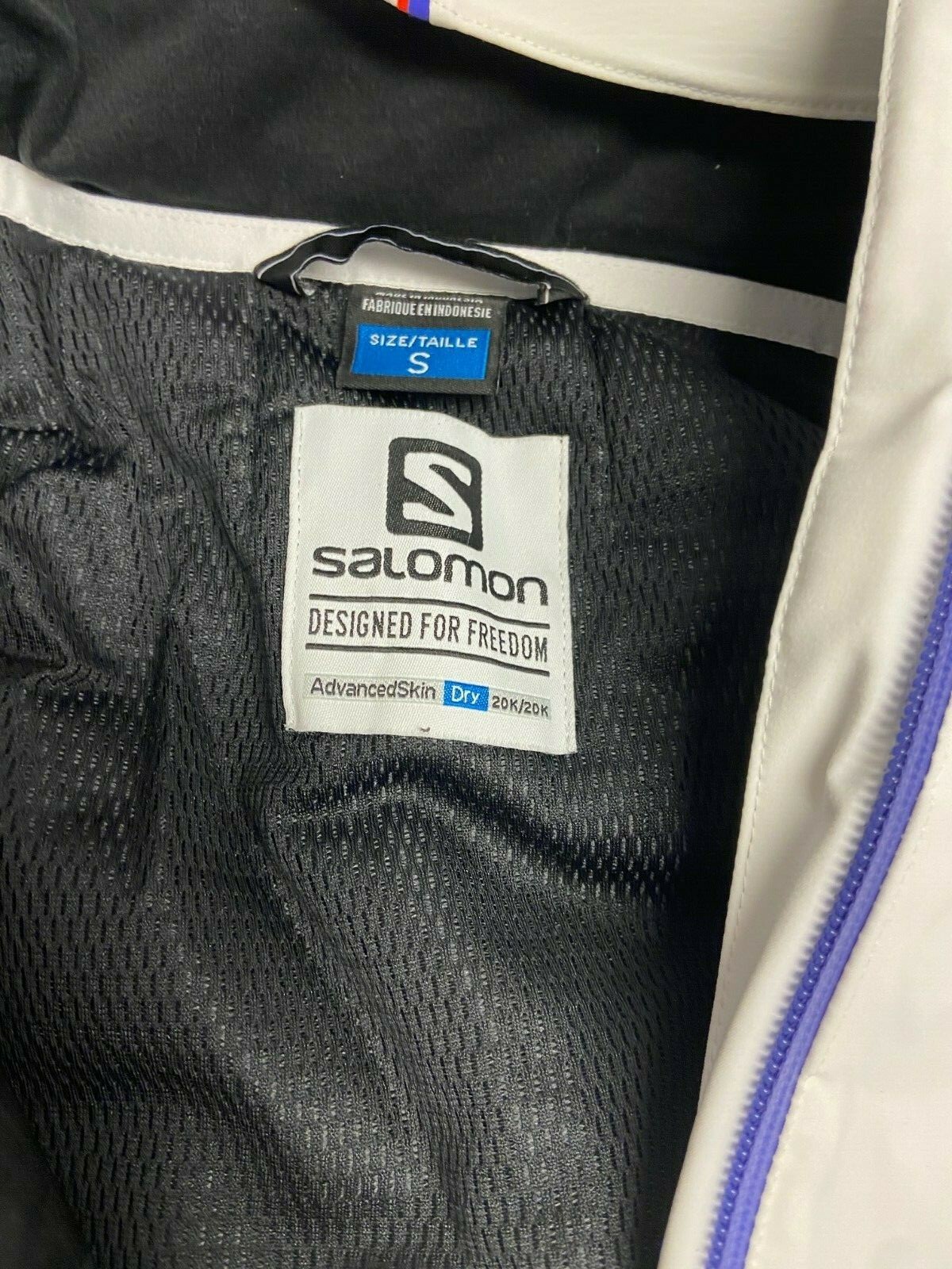 Giacca da sci Salomon Speed $400 taglia S bianca nuova con etichetta donna cappotto invernale isolato