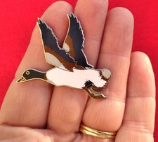 Enamel Mallard Flying Duck Lapel Hat Pin Animal Tie Tack Brown Black grey white