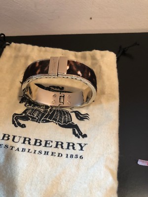 NEW BURBERRY PRORSUM CALF HAIR ANIMAL PRINT LEATHER GOLD HALF