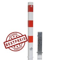 Absperrpfosten Herausnehmbar Dreikant 70 X 70 Mm 2 ÖSen Weiß Rot
