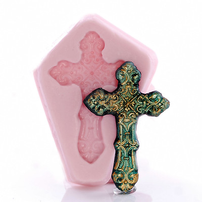 #ad Cross Silicone Mold Resin Polymer Clay Food Safe Fondant Chocolate 844 $10.99