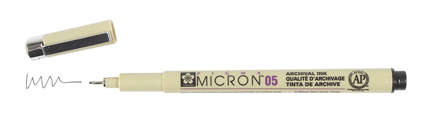 Sakura Pigma Micron 05 Marker Pen, 0.45mm Tip, Black, XSDK05-49