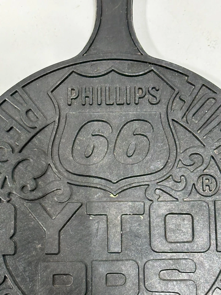 Plato caliente de recuerdo trivet negro en relieve Phillips 66 Ryton PPS de colección Foto 3 de 4