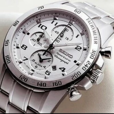 SEIKO SPORTURA SNAE59P1 Chronograph Quartz Watch White Tachymeter