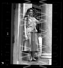 1958 Gypsy Woman Portrait Smoking Romani Brooklyn NYC Old Photo Negative D17