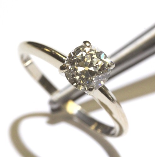 Anillo de compromiso solitario de diamantes redondos GIA 14k oro blanco 1,08ct VS1 J 2,1 g 7 - Imagen 8 de 11