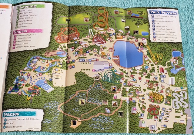 Wild Adventures Theme Park Valdosta Georgia Guidebook &amp; Fold Out Map 2008 - 2010 | eBay