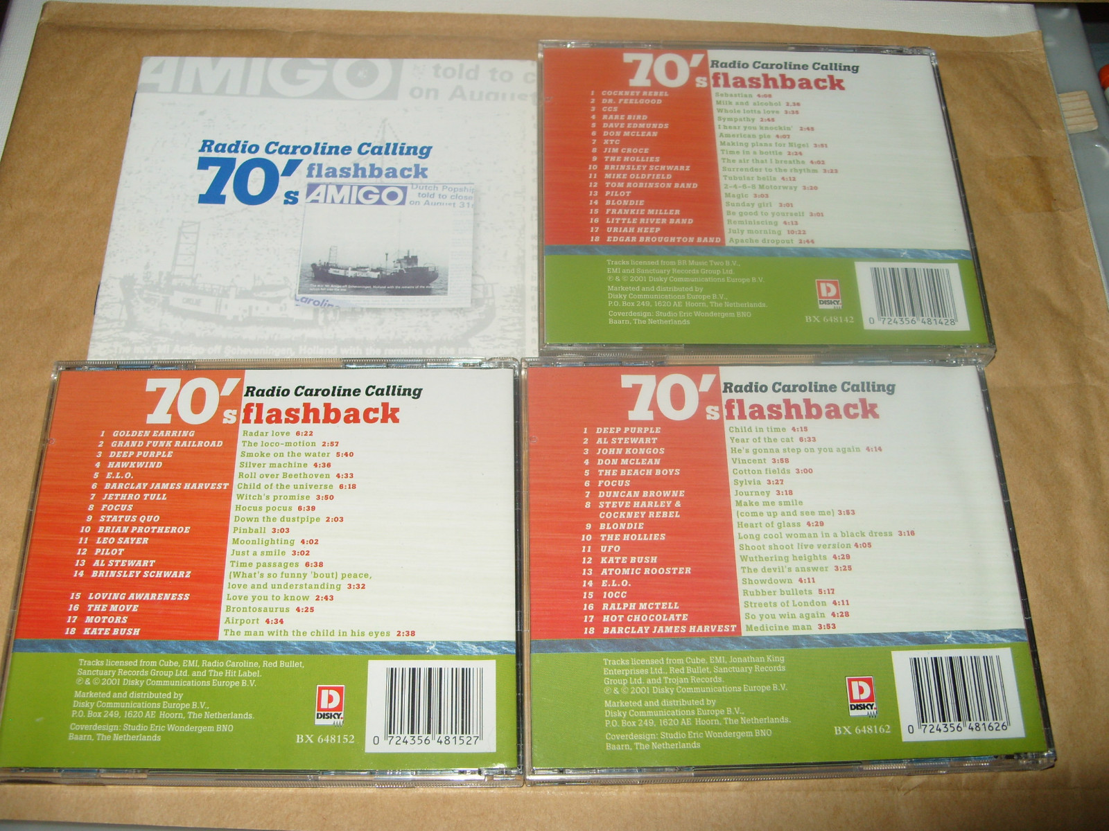 Radio Caroline Calling 70's Flashback (2001) 3 cd Box set 56 tracks cds Ex. (B2)