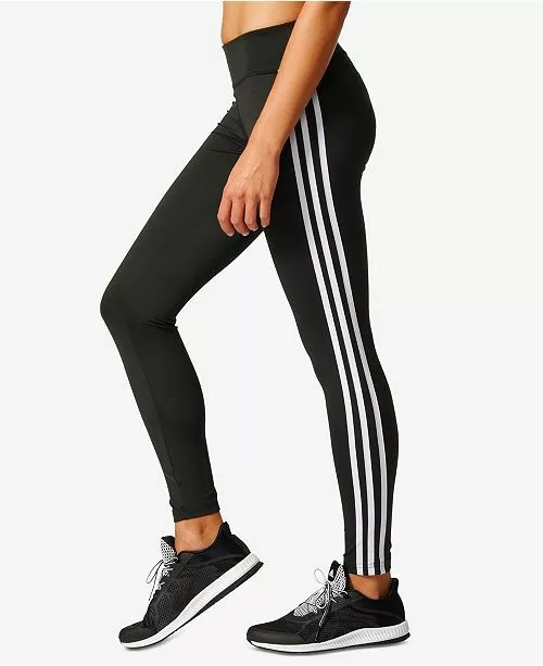 Adidas Womens Leggings XS Black Three Stripes Rise ClimaLite Full Length | eBay