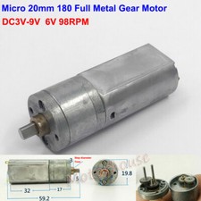 20MM DC 3V-9V 5V 6V 98RPM Mini 180 Full Metal Gearbox Gear Motor DIY Robot Car