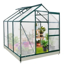 EAGLE PEAK 6x6x7 Outdoor Walk-in Hobby Greenhouse with Adjustable Roof Vent