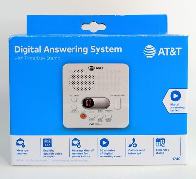 AT&T ATT1740 Digital Answering System 60 Minute Recording Time  - White - NEW