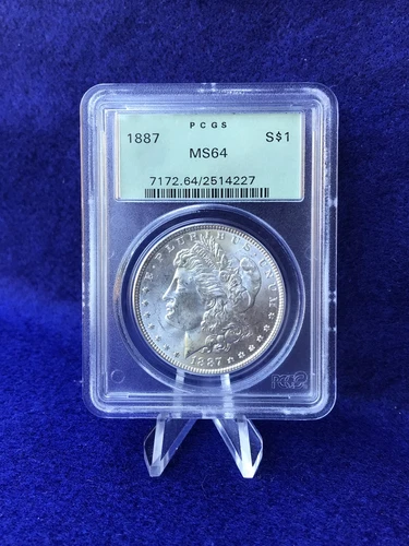 1887 MORGAN SILVER DOLLAR $1 "BLAST WHITE" *PCGS MS64 CHOICE BU* OGH OLD GREEN