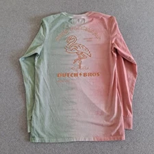 Dutch Bros Coffee Tshirt Men Medium Green Pink Flamingo Logo Tee Streetwear