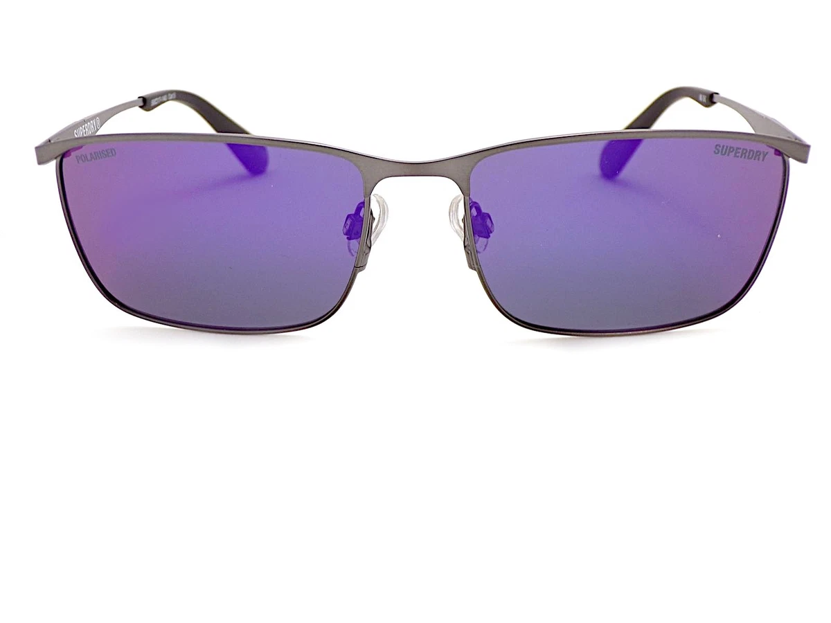 Superdry SDS 5018 Sonnenbrille Satin Gunmetal Blau verspiegelt CAT.3 Linsen 005