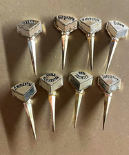 Set of 8 Silver Polished Metal Reusable Vintage Cheese Markers Cheshire Edam