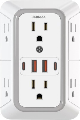 JcBlaon Outlet Extender Surge Protector 6 Outlet Splitter with 4 USB Ports (2