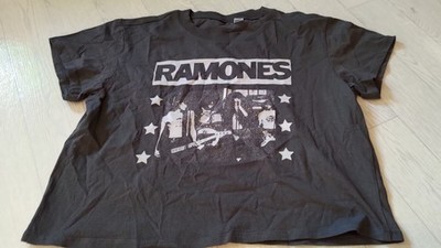 Kurzes Shirt von H&M Damen Größe L grau Ramones