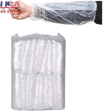 100 Pcs Disposable Waterproof Plastic Arm Sleeve Covers Food Handling Cleaning