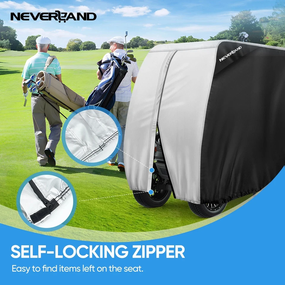 NEVERLAND Waterproof Golf Cart Cover 2Passenger 420D for EZGO Club Car Yamaha 1x - Image 4 of 4