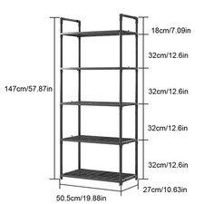 5-Shelf Adjustable Storage Shelves Heavy Duty Rack Storage Shelving Unit 66 Lbs