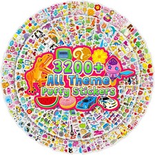 3200 3D Puffy Stickers for Kids in Box, 64 Sheets Cute Animal Stickers Bulk