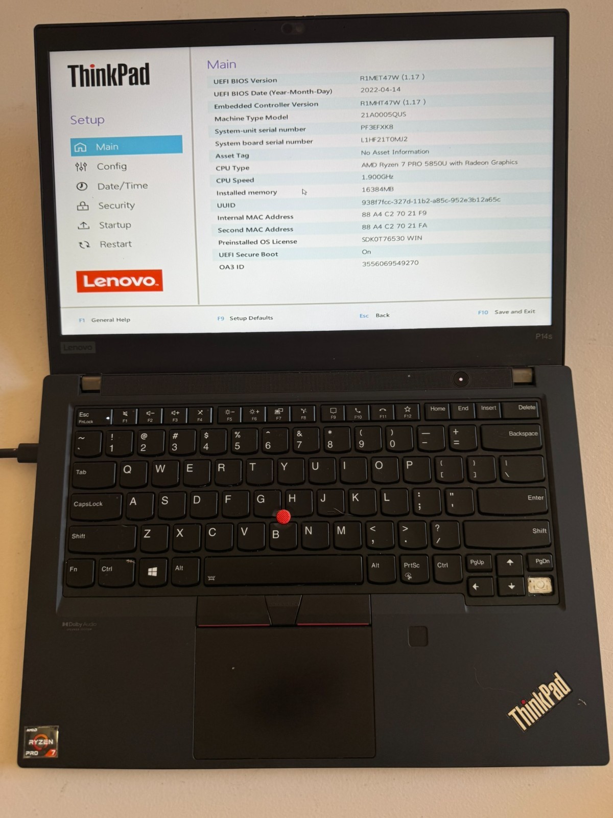 Lenovo ThinkPad P14s Gen 2 Laptop AMD Ryzen 7 PRO 5850U 16GB RAM – No SSD