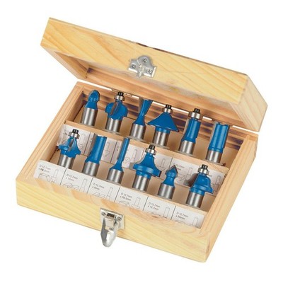 12tlg Fräser-Satz 1/2'' Antrieb TCT gerade Bündigborte Cove Silverline 763555