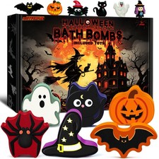 Halloween Bath Bombs for Kids with Toys Inside, 6 Pack Boo Basket Stuffers