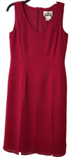 Sheri Martin Womens Red Dress Pleated Classic V-Neck Sleeveless Size 10