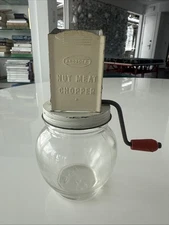 Vintage Androck Nut Grinder Chopper with Metal Top and Glass Jar