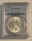 1923 Silver $1 Peace Dollar - PCGS MS 63