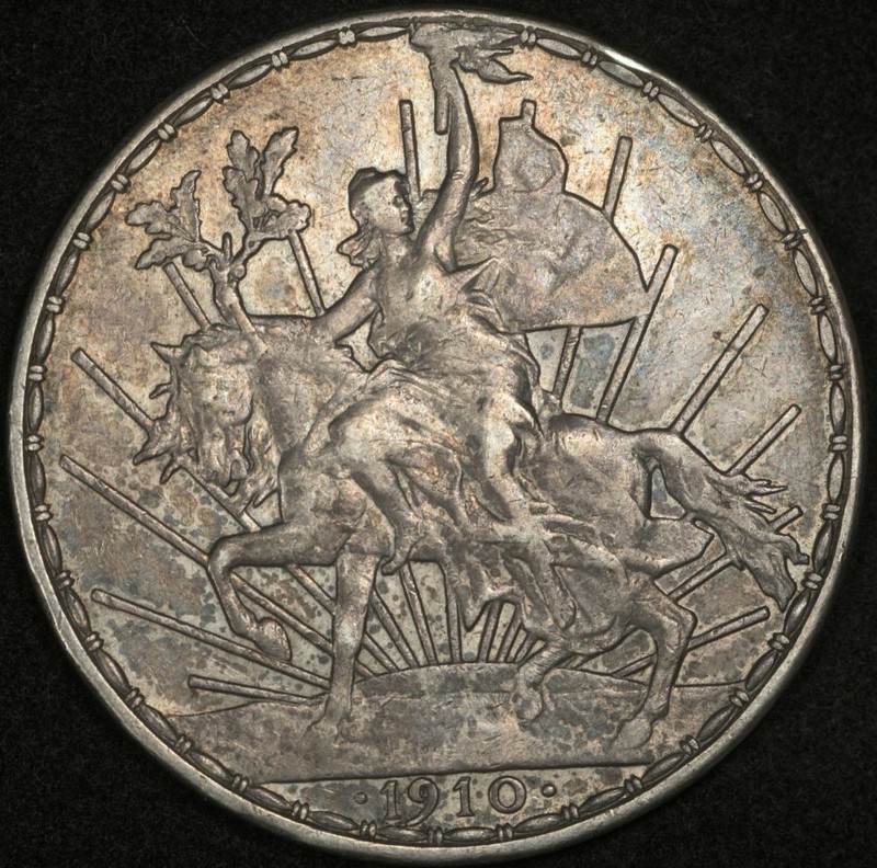 1910 MEXICO PESO AU COLOR TONED