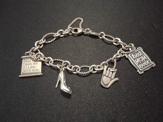Bracciale James Avery Oval Twist 4 Charm Sterling 8” (Medio) NO PREZZO DI RISERVA 925