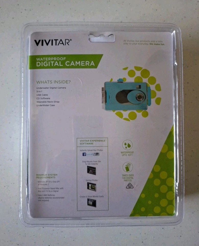 VIVITAR MAKE A SPLASH WATERPROOF DIGITAL CAMERA OVER 100 PHOTOS BLUE - V26690 - Image 2 of 4