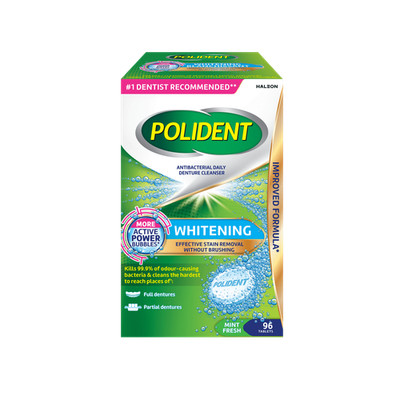 Polident Whitening Daily Denture Cleanser (96 Tablets)