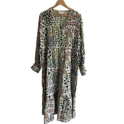 Binny Maxi Dress Size AU 12/ US 8  Tiered Floral Cotton Linen Boho No Belt
