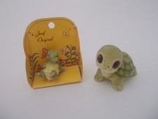 VTG JOSEF ORIGINALS Small Sleepy Turtle & Flocked Turtle Decorative Figurines