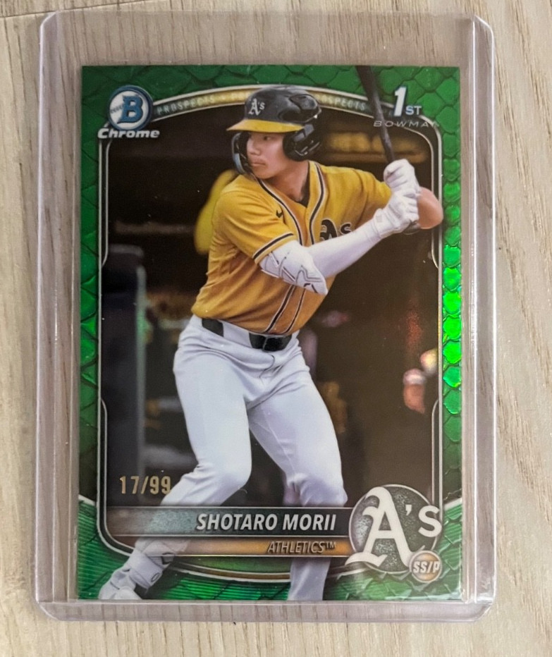 2025 Bowman Chrome 1st Shotaro Morii Green Reptilian /99 SSP RC Athletics 💎🔥