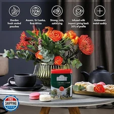 Ahmad Tea Caddy Gift Tin, English Scene, English Breakfast, 100 G