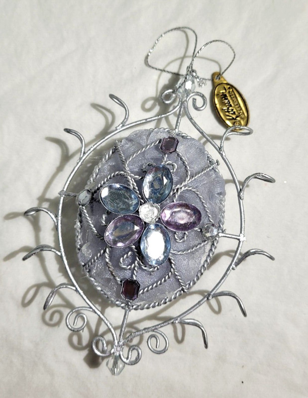 Katherine's Collection Silver Filigree Gem Shimmer Material Christmas Ornament
