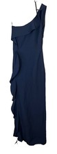 Xscape Midnight Blue One-Shoulder Scuba Ruffle Sheath Dress Gown Size 2 248