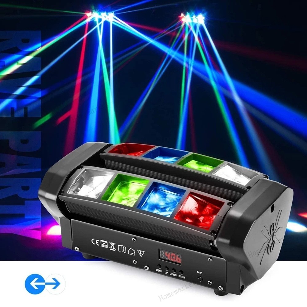 8 LED Spider Moving Head LED Stage Lighting Beam DJ Light DMX Disco Party Show
